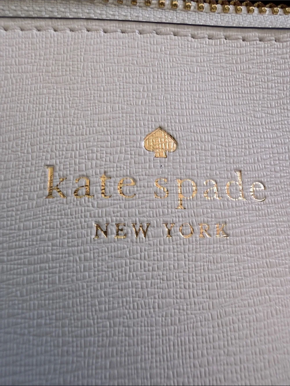 kate spade Cream Leather Clutch with Gold Hardware